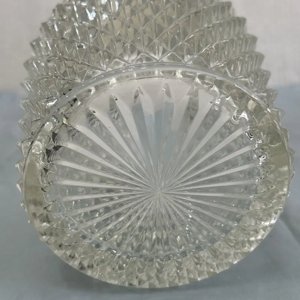 VINTAGE INDIANA GLASS CLEAR DIAMOND POINT ICE BUCKET